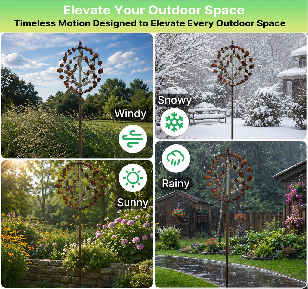 Wind Spinners Outdoor, 75" Large Metal Kinetic Wind Sculptures for Garden, 360 Degrees Swivel Yard Art with 2 Piece