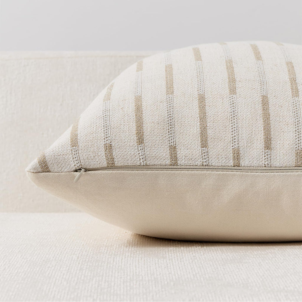 Set of 2 Euro Sham Covers 24x24 Linen Decorative Throw Pillow Covers Neutral Beige Farmhouse Textured Square Accent