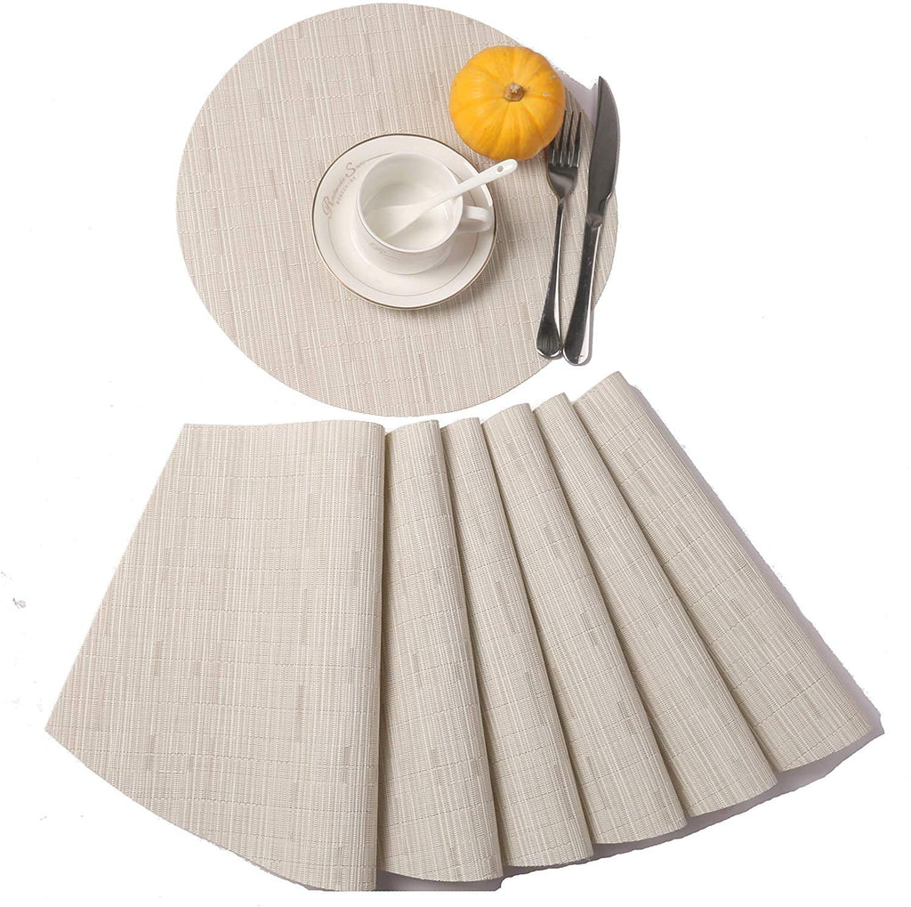 Small Round Table Placemats Set of 5 Wedge Shaped Place Mat with Centerpiece Round Mat Heat Resistant Table Mats