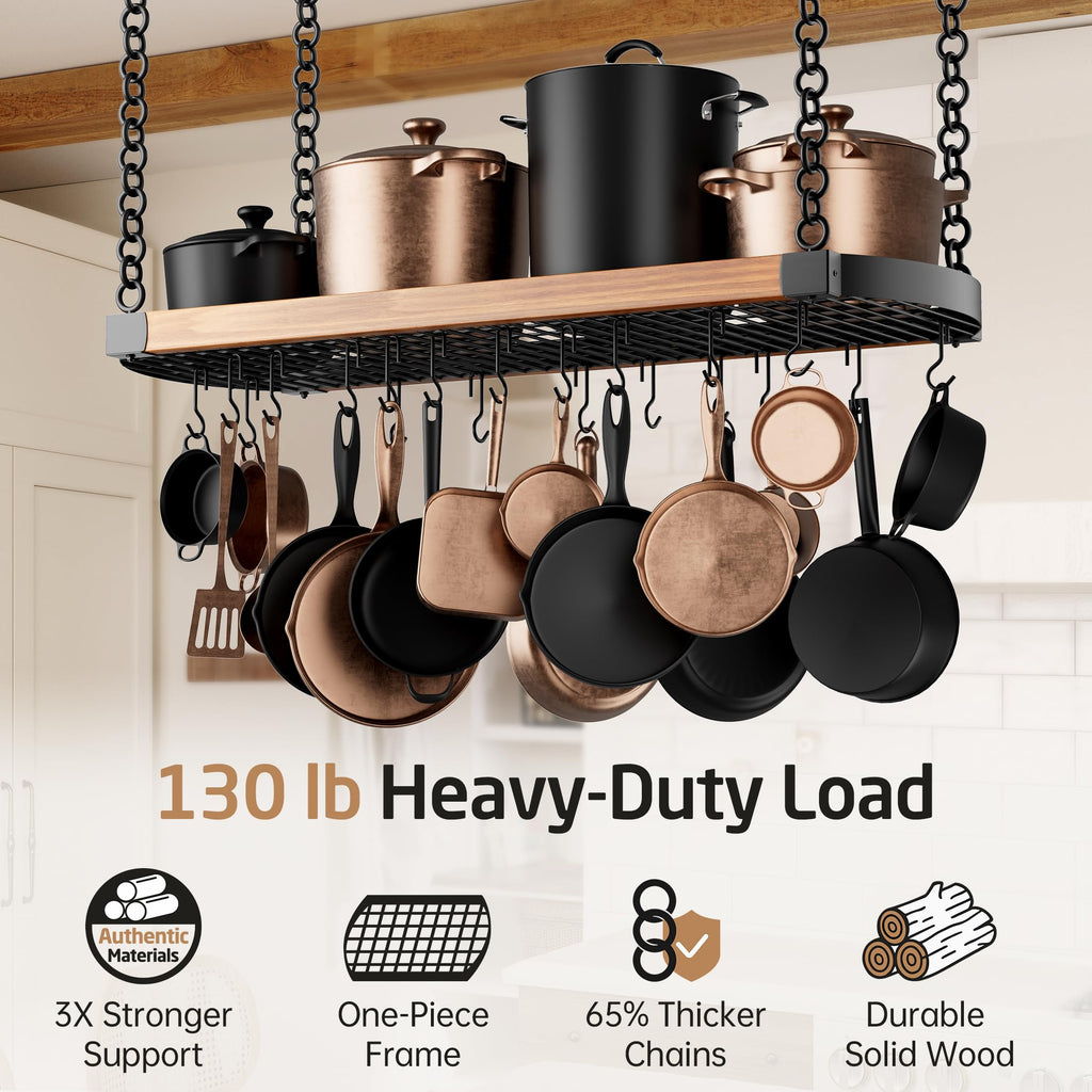 48 Inch Large Hanging Pot Rack Ceiling Mount with 130lb High-Capacity