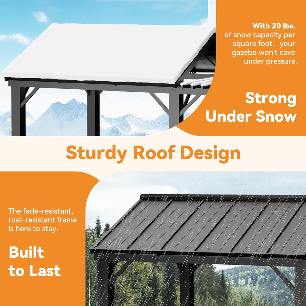 Grill Gazebo 6' x 8' with Galvanized Steel Roof and Pergola  - Image 6