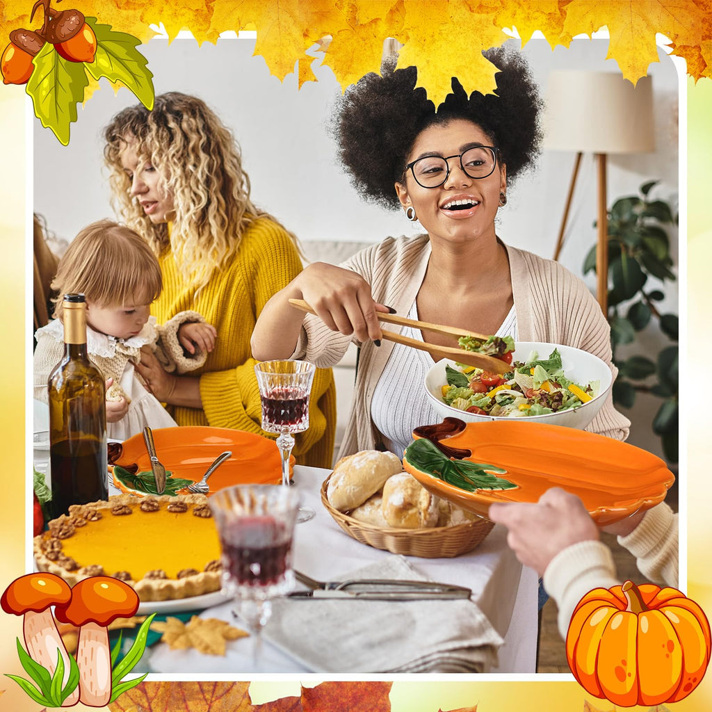 8 Pcs 5.91'' Ceramic Pumpkin Plates Fall Appetizer Dishes, Orange