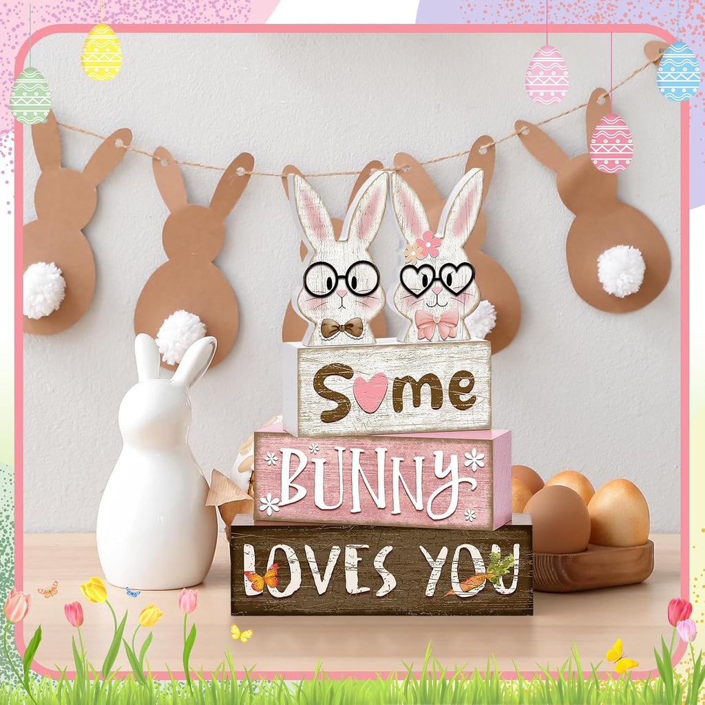 Tiered Tray Decor Set, , Wooden Table Sign, Easter Bunny - Set of 4