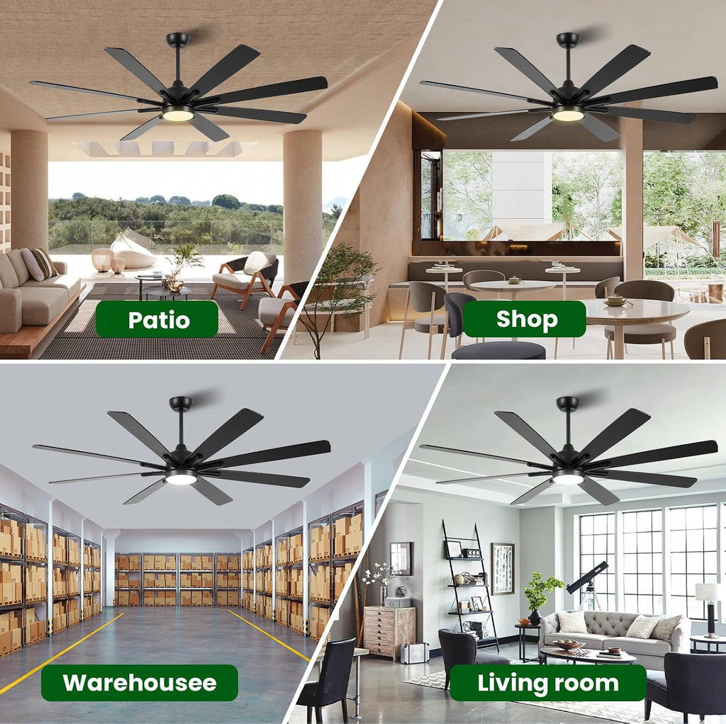 84" Ceiling Fan with LED Light and Remote - Matte Black