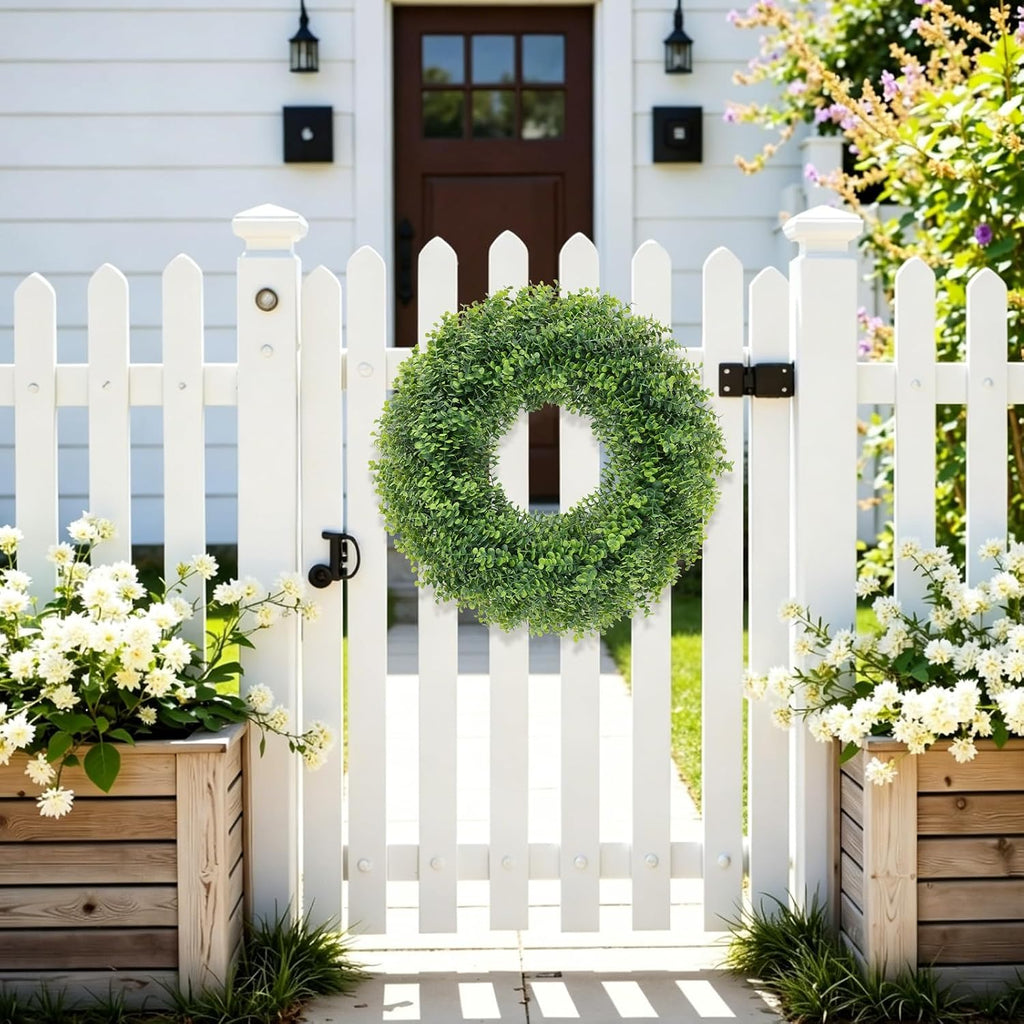24 Inch Large Boxwood Wreaths for Front Door, Green