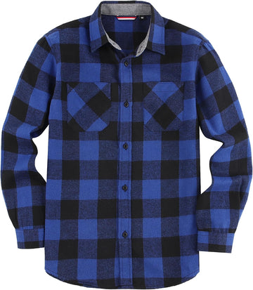 Boys Flannel Shirts Long Sleeve Kid Plaid Button Down Shirt