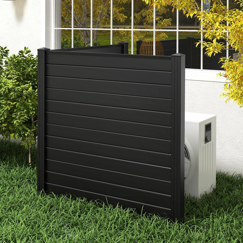 2 Panels Outdoor Privacy Screen, 48''W x 48''H Air Conditioner Fence, Trash Can Enclosure with Stakes, PP Vinyl