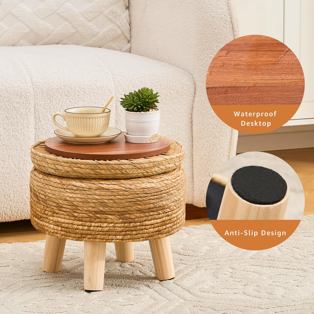 Storage Ottoman Poufs Handwoven Foot Stool