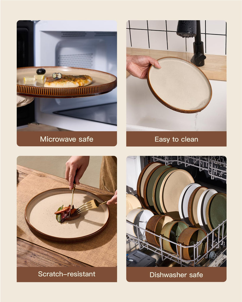 Stoneware Dinnerware Sets, Reactive Glaze Dishes Set for 8