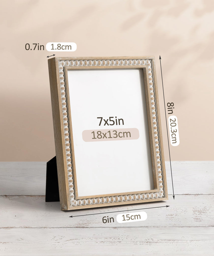 Farmhouse 5x7 Picture Frame Boho White Wood Photo Frame