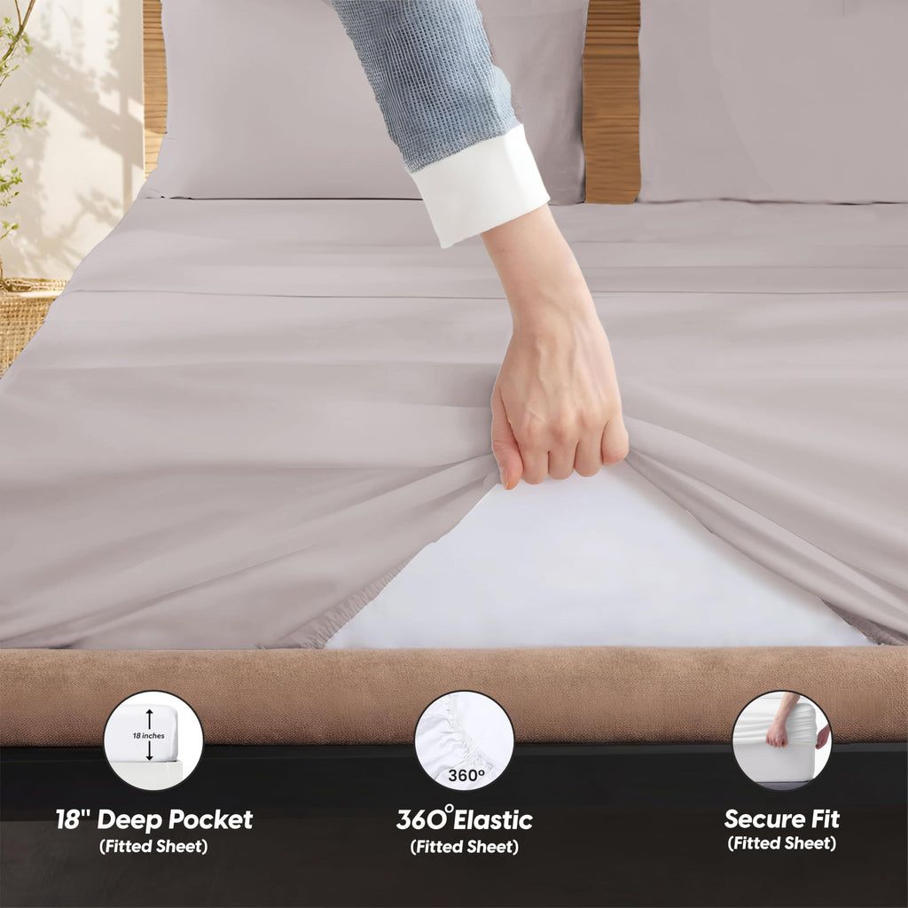 SGI 1200 Thread Count Supima Cotton California King Sheet Set - Ultra Soft, Cooling & Deep Pocket 18" Fitted