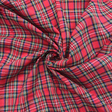 144x57 Inch Red Plaid Christmas Fabric Highland Cotton Tartan