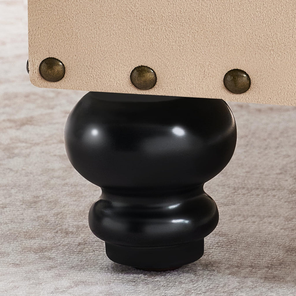 Velvet Storage Ottoman Bench, Button Tufted Ottoman with Hidden Storage, Upholstered Foot Rest Stool with Solid Wood
