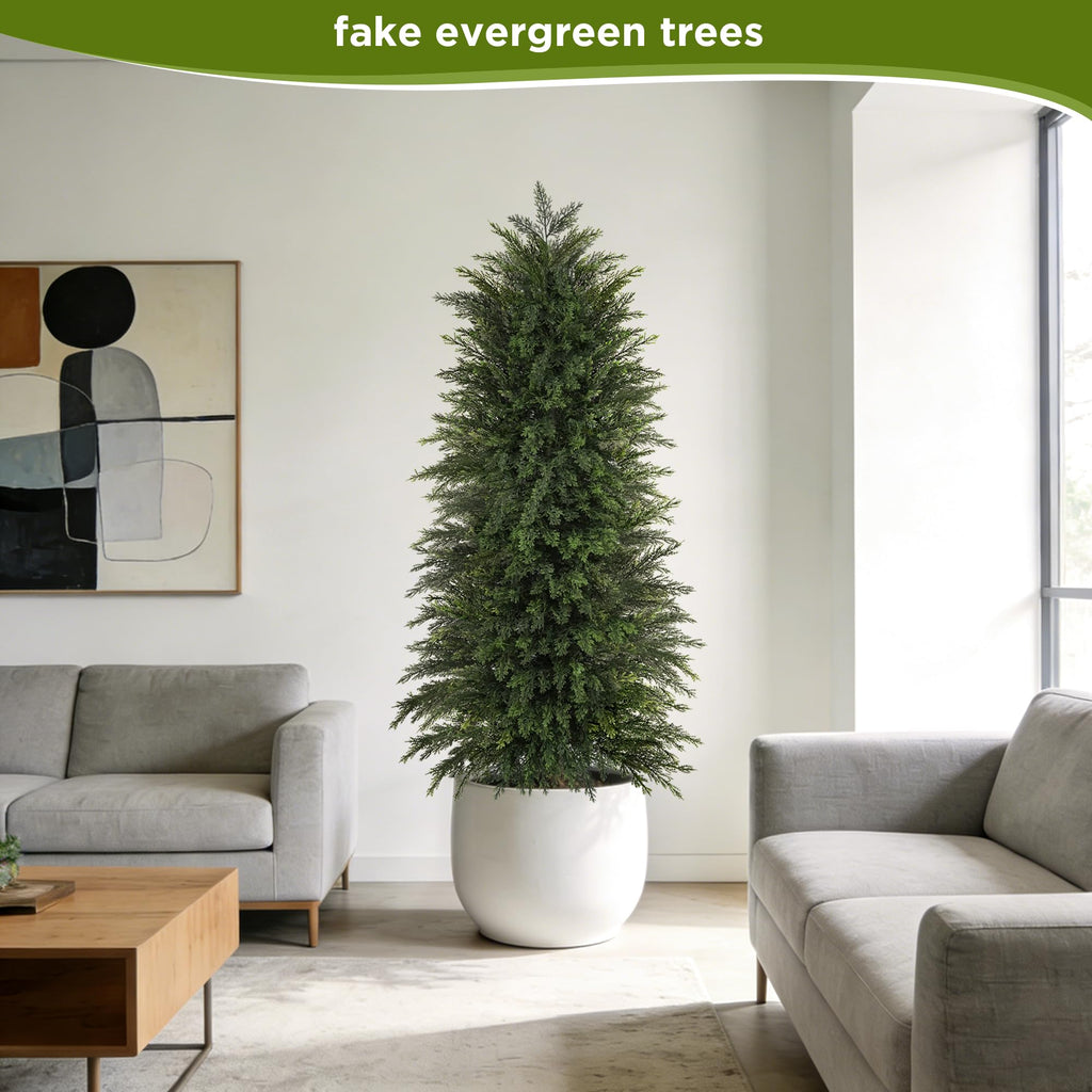 6FT Full Artificial Cedar Trees Set of 2 for Front Porch