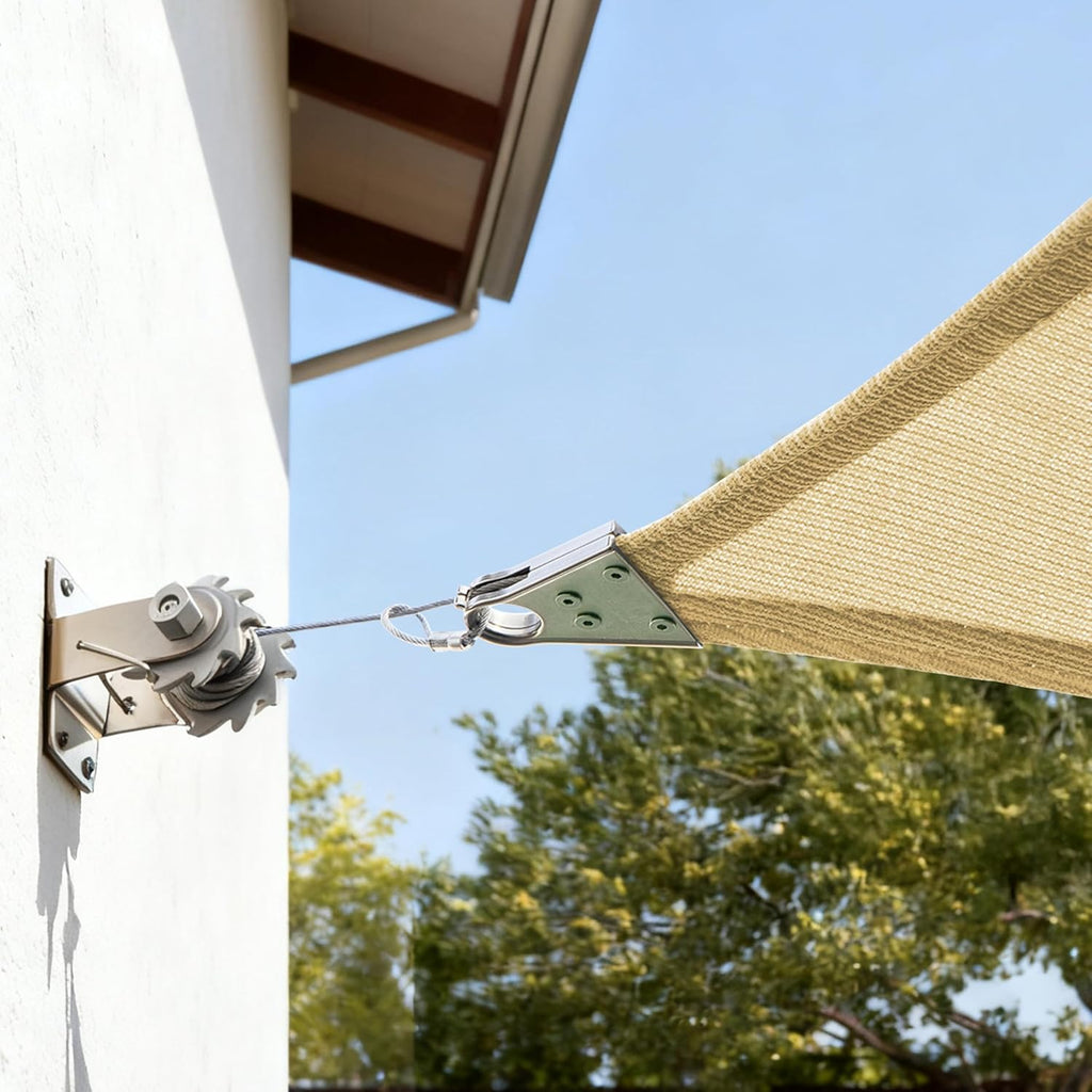 Super Ring 12' x 12' Beige Square Sun Shade Sail, Commercial Grade UPF50 Canopy, Reinforced Corners & Edges, 260 GSM