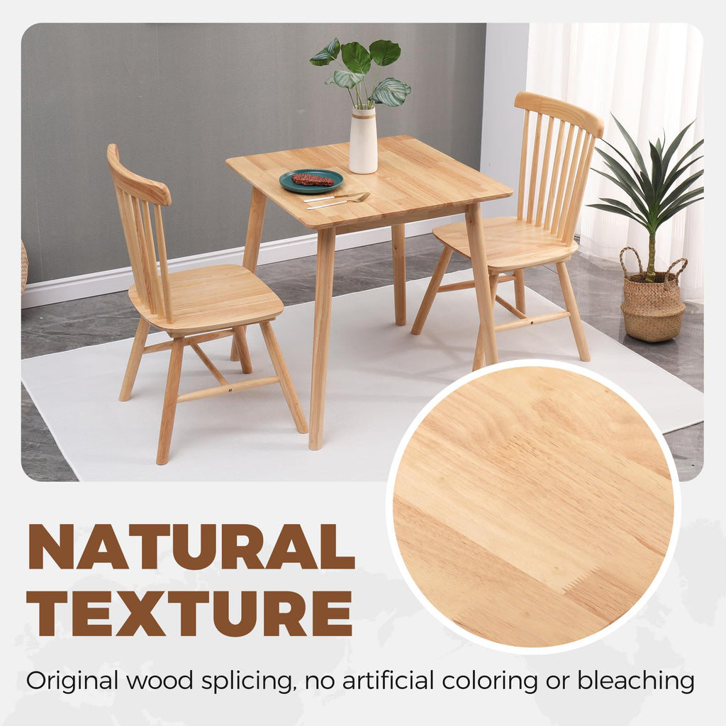 27.6" Small Square Dining Table for 2, Space-Saving Natural Kitchen Dinner Table Rustic Wood Mid Century Modern Table