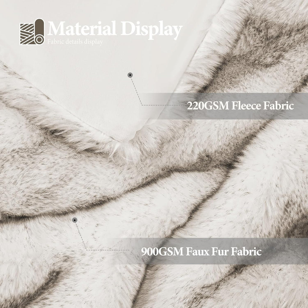1000GSM Faux Fur Throw Blanket, Super Thick Warm Cozy Heavy Blankets, Plush Fuzzy Elegant Winter Reversible Mink