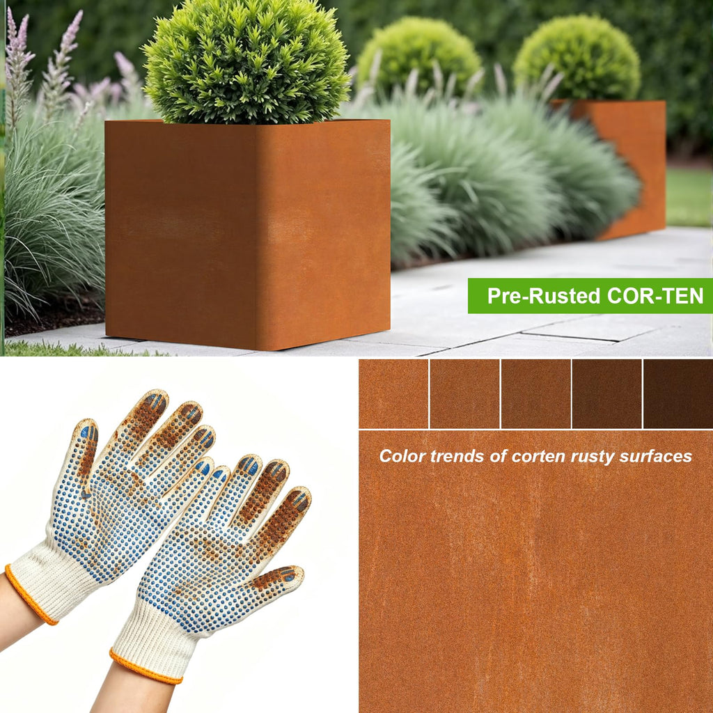 Corten Steel Planters Outdoor 26 Inch, Square