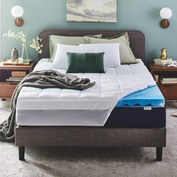 Dual Layer 4 Inch Memory Foam Mattress Topper, Queen Size, Ultra Soft Support, 3 Inch Cooling Gel Memory Foam Plus 1