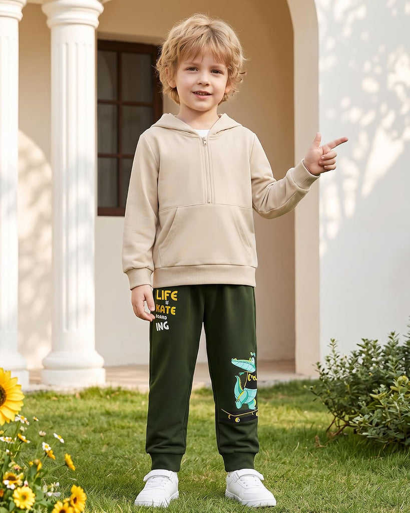 Toddler Boys Half Zip Hoodie and Sweatpants Set Fall Winter