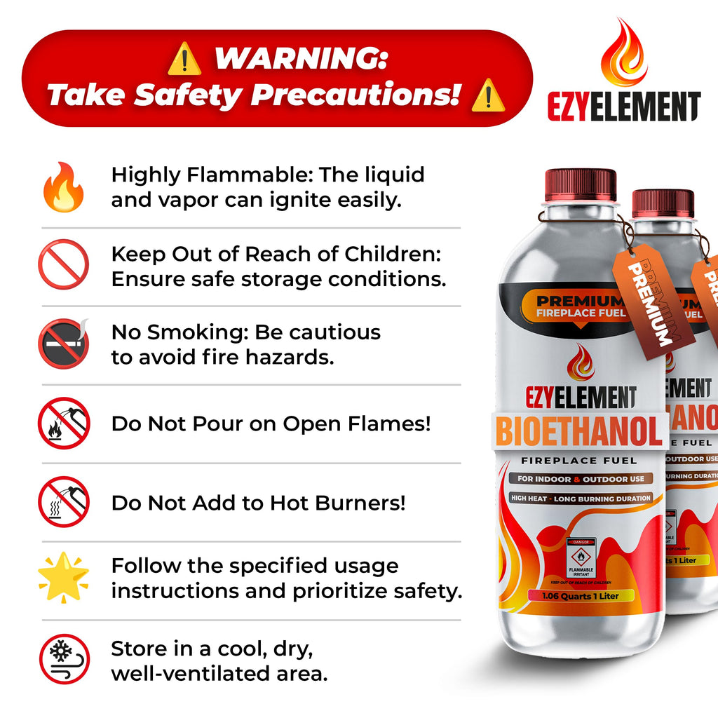 Premium Bioethanol Fireplace Fuel 3x1 Liter - Cleaner-Burning Bioethanol Fuel for Tabletop Fireplaces & Fire Pits