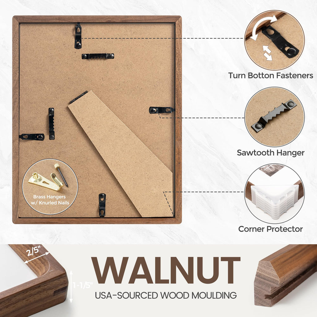 Picture Frame, USA-Sourced Hardwood Photo Frame, Walnut, 8x10