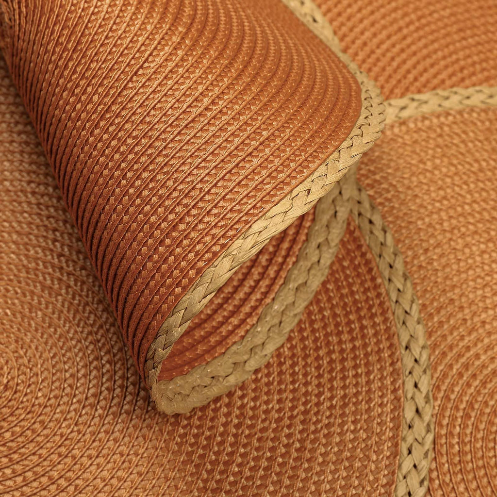 Round Placemats Set of 6, Woven Table Mats, Thin Edge, Orange
