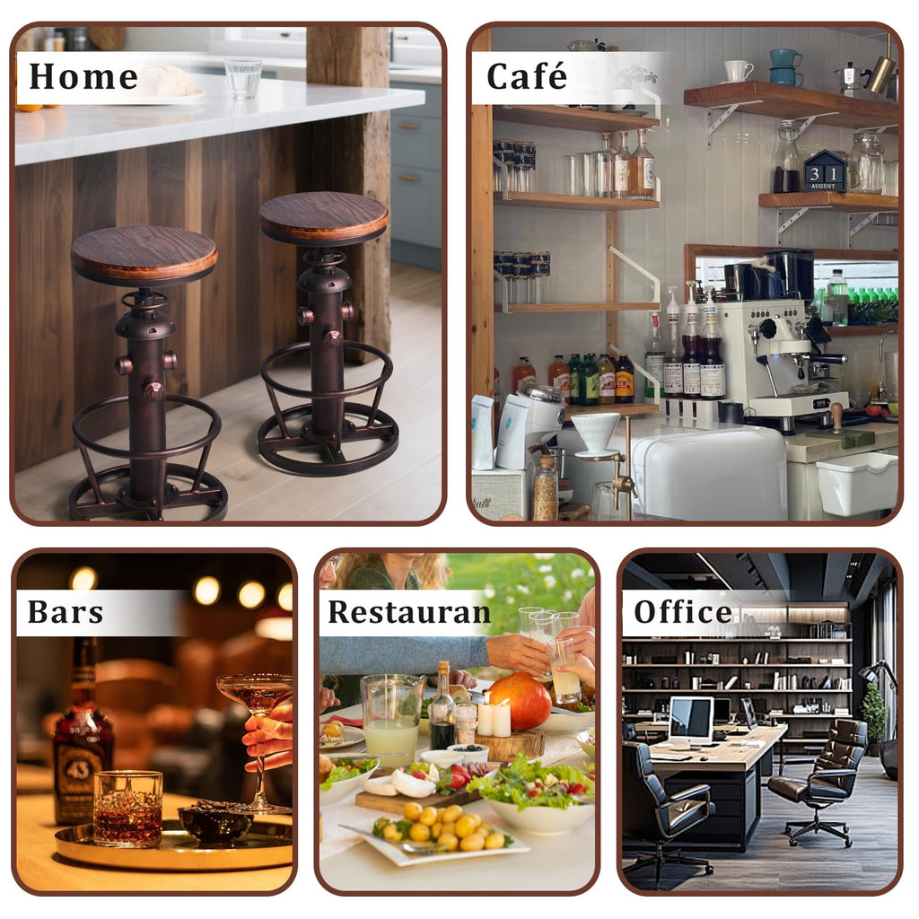 American Antique Steampunk Deco Vintage Industrial Bar Stool Retro Stylish Fire Hydrant Design Adjustable Swivel Cafe