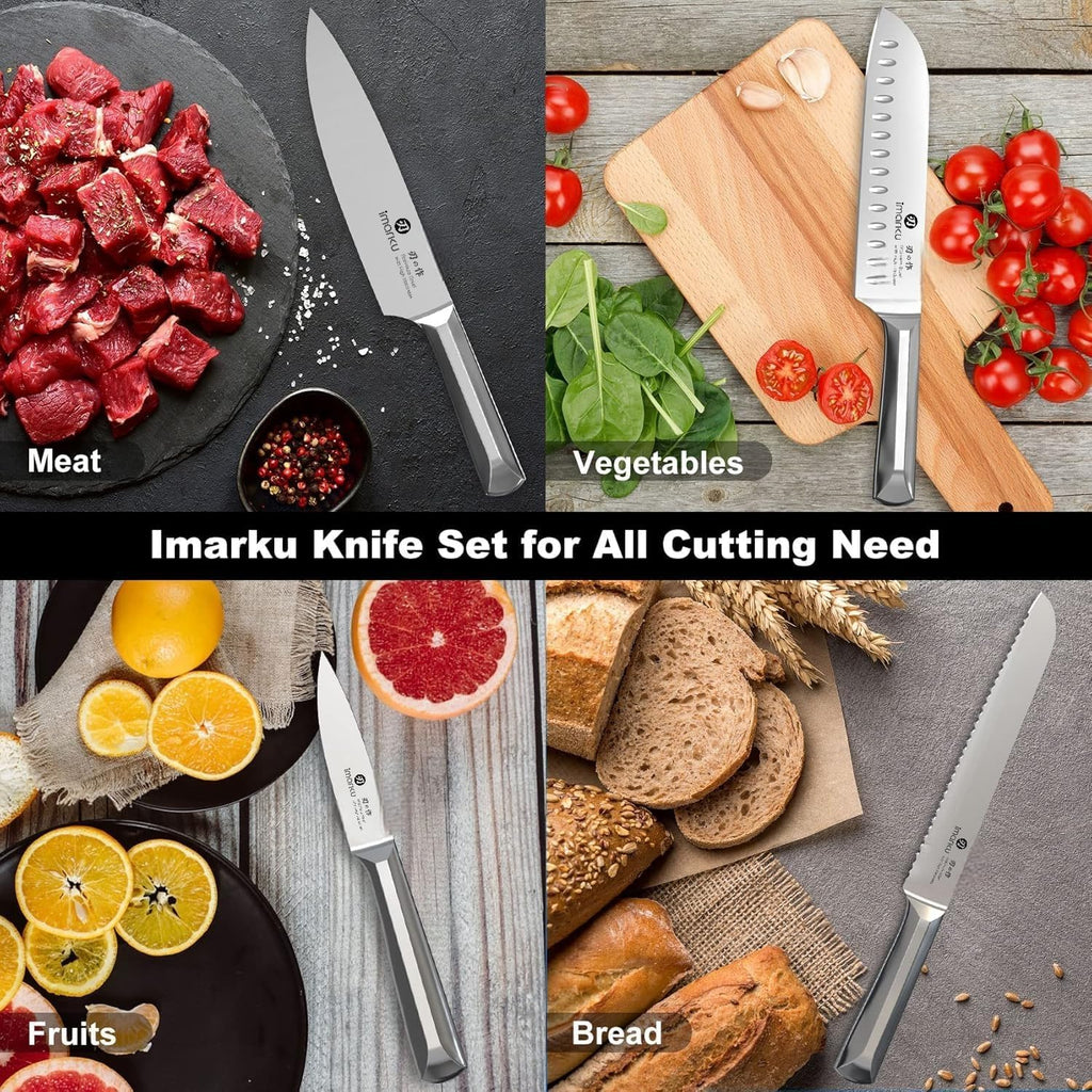 16-Pieces Knife Set, High-Carbon Stainles Steel Kitchen Knife Set | Knife Set with Block|15°Precision Edge|56±2 HRC