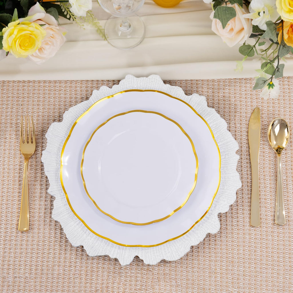 50 White Charger Plates Bulk for Wedding Dinners 13" Reef