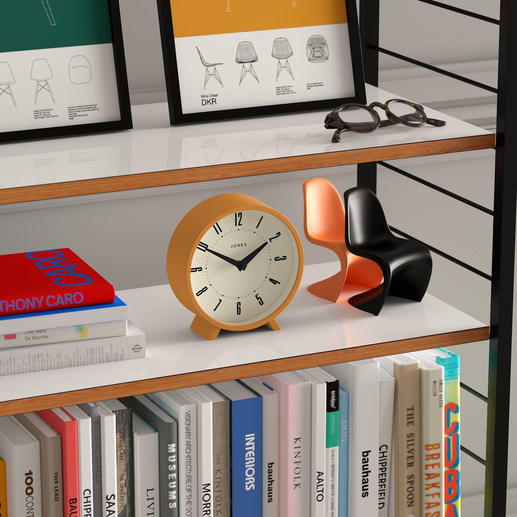 Venus Desk Clock | Modern Round Design | Mustard Yellow