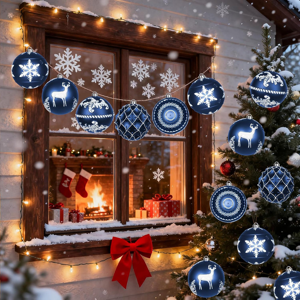 6 PCS 6" Large Christmas Balls Ornaments, Xmas Tree Hanging Decorations Outdoor, Shatterproof Christmas Bulb Ornament