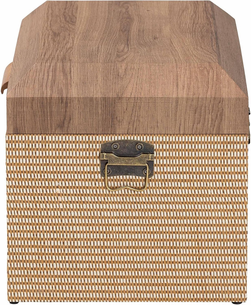 Kande Storage Trunk - Decorative Storage Chest with Hinged Top and Woven Exterior
