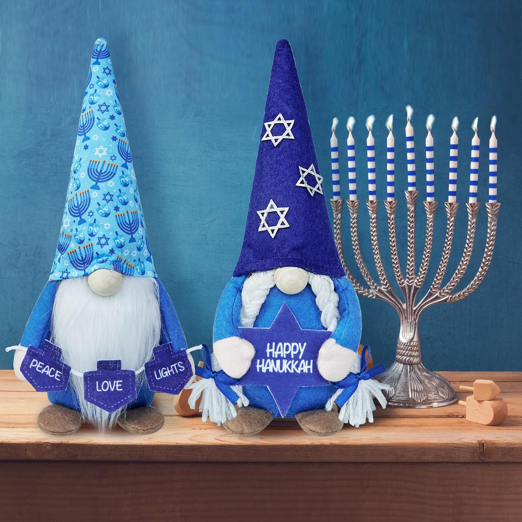 2Pa Hanukkah Gnomes, Jewish Holiday Decorations Tabletop - Set of 2