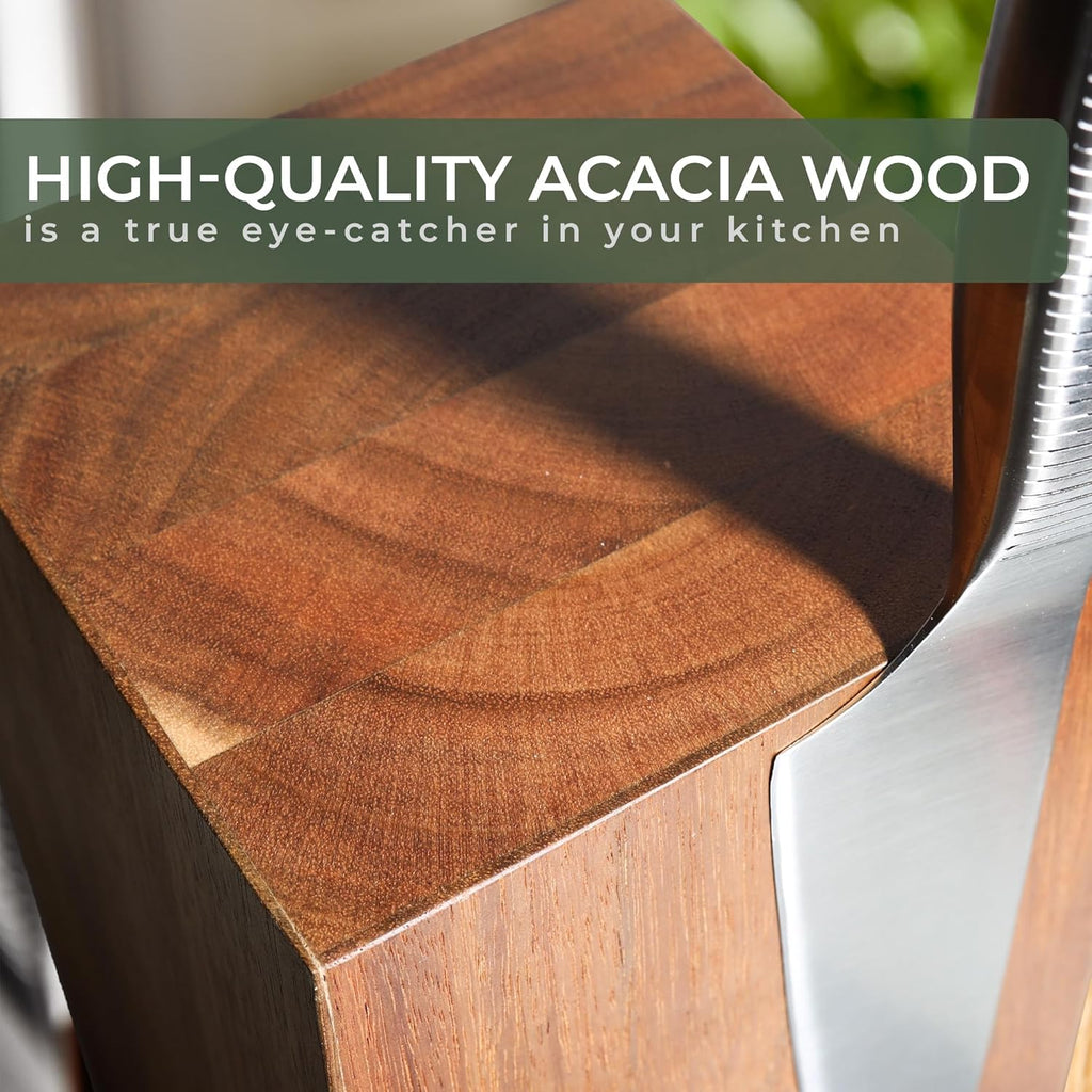 Magnetic Knife Holder Made of Acacia Wood - 360 degree rotatable Knife Block Without Knives - Knife Block - Knife