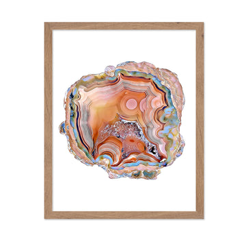 Vintage Illustration Poster - Retro Geology Print - Gift for Artist, Friend - Agate Slice, Crystals, Geode