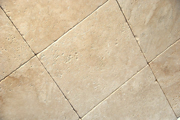 Light / Ivory 12X12 Tumbled Travertine Tile