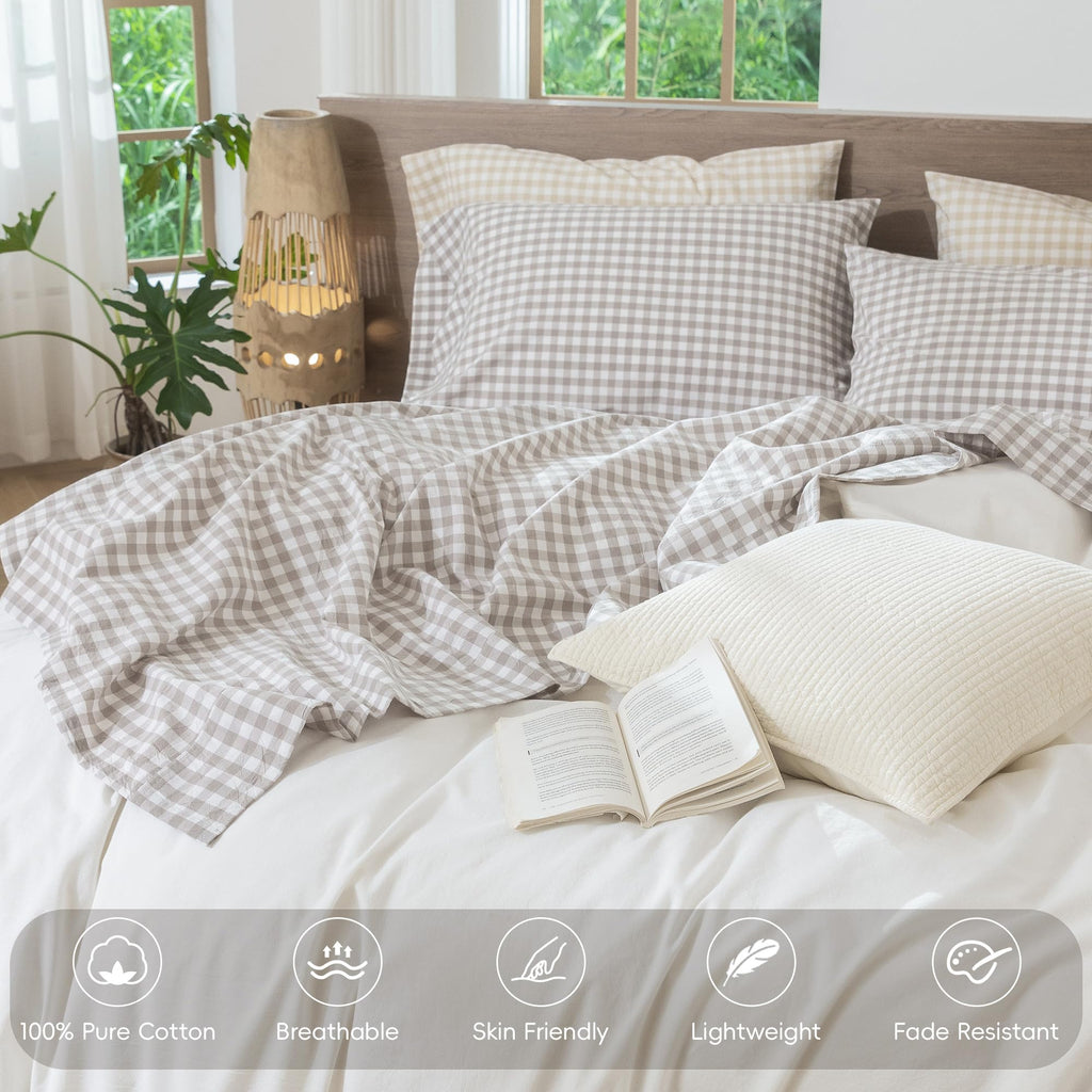 Gingham Sheet Set 100% Washed Cotton Lived-in Deep Pocket King