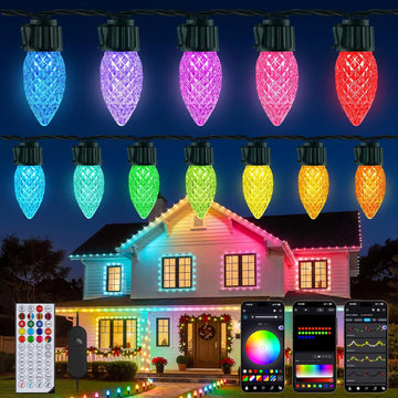 100LED Outdoor Christmas Lights, Smart APP & Remote, DIY, Music Sync, Timer