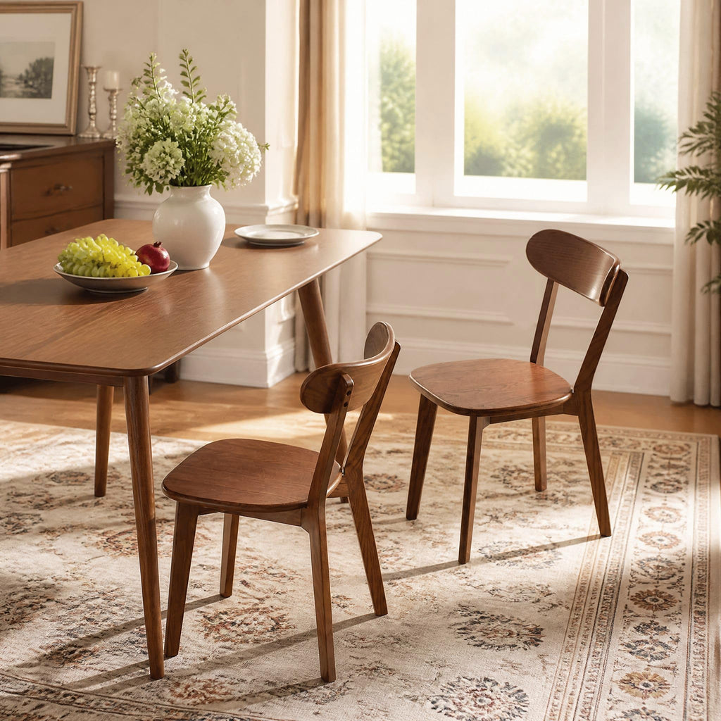 Oak Dining Chairs, Kitchen Chairs, 100% Solid Wood Modern Dinner Chair with Curved Backrest, Dining Room Chair (1PK