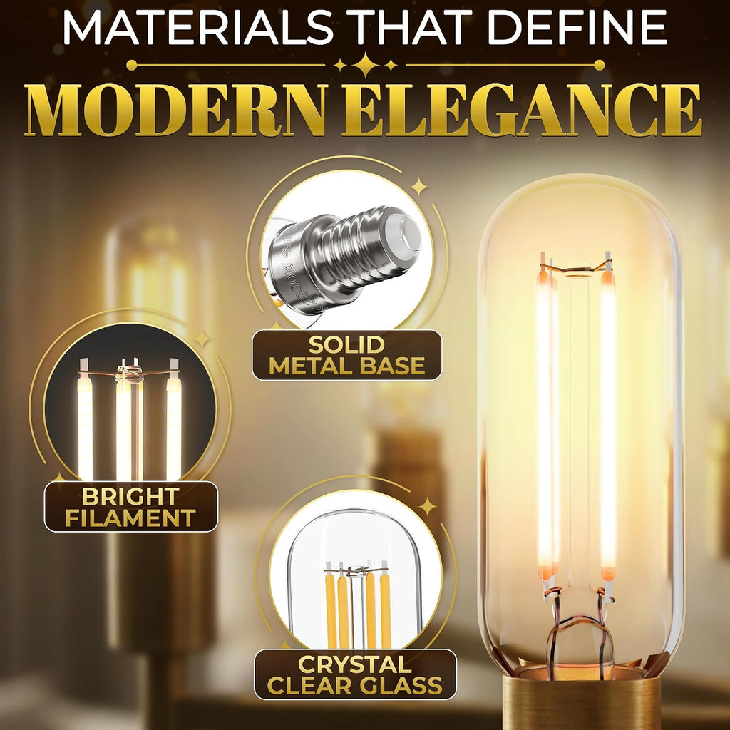 LED E12 Light Bulb Dimmable Edison Bulbs, 4W 2700K 400LM T6 T25