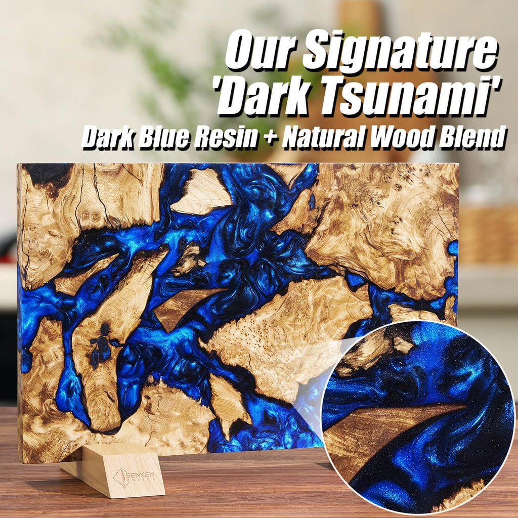 "Dark Tsunami" Extra Large Magnetic Knife Block - Holds Up to 16 Knives - Knife Block without Knives, Beautiful Dark