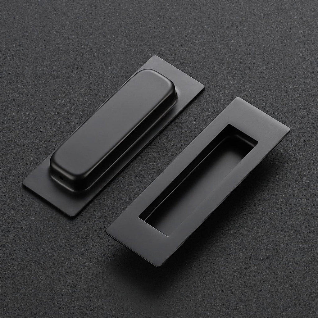 2 Pack Black Sliding Closet Door Handles, Flush Pulls 5.9in Length
