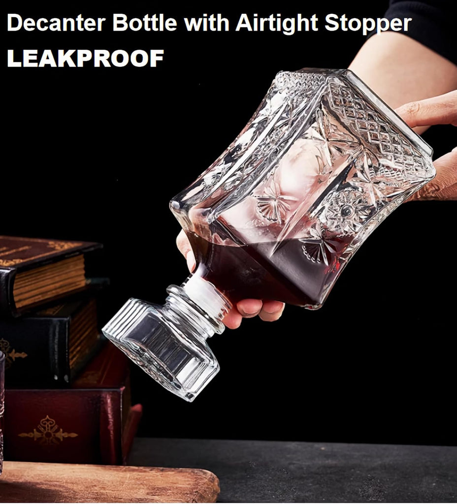Whiskey Decanter, 24oz Liquor Decanter with Airtight Glass Stopper