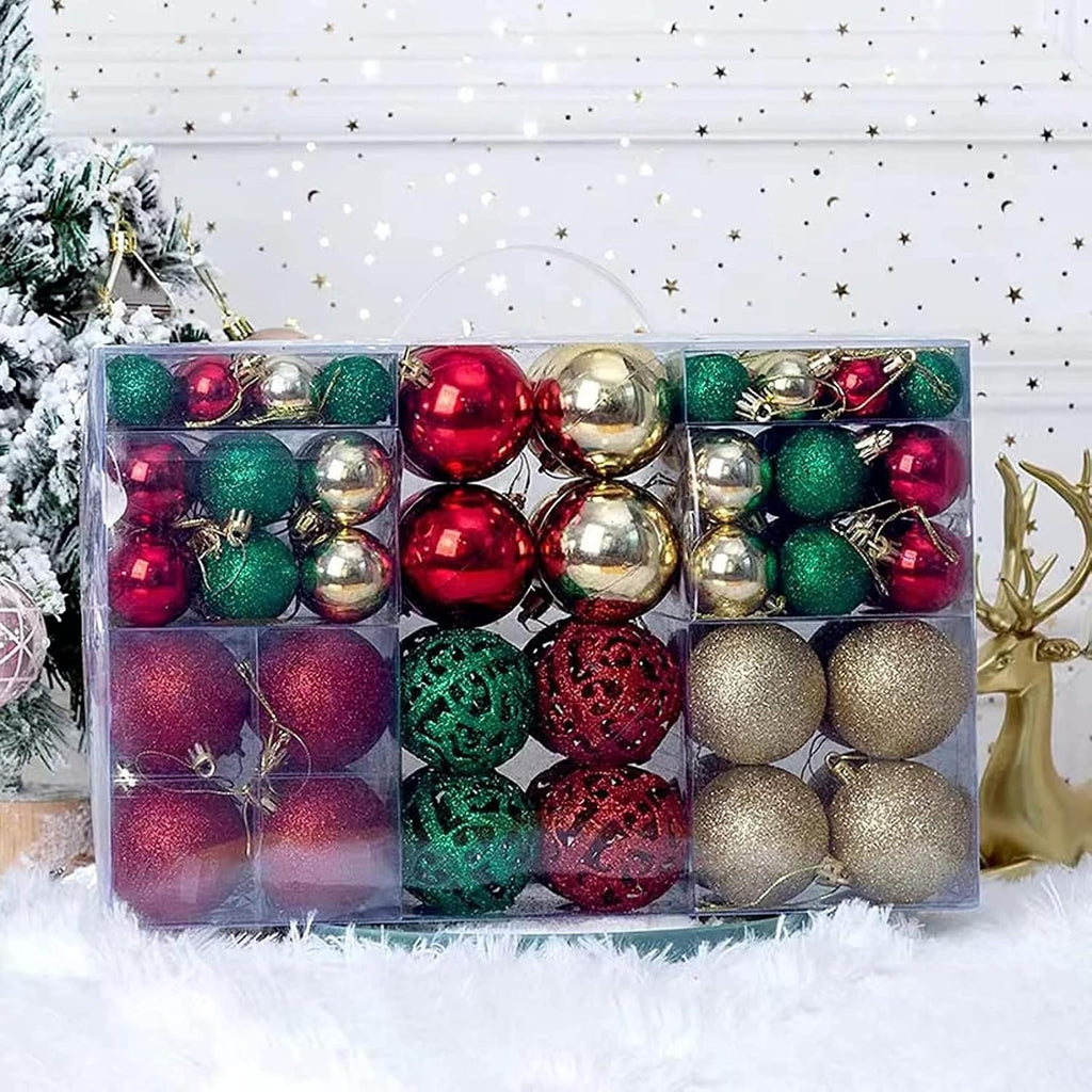 100pcs Christmas Ball Ornaments, Shatterproof Christmas Ornaments Set with Hand-held Gift Package for Xmas Tree Red
