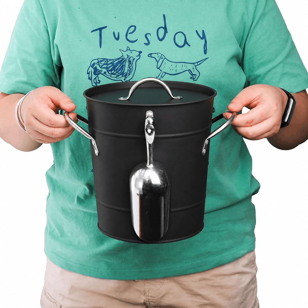 4L Ice Bucket with Scoop and Lid, Double Walled Insulated Wine Bucket Chiller with Carry Handles, Beverage Tub