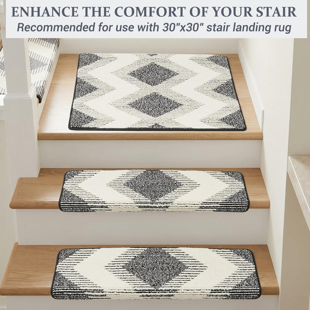 Bullnose Stair Carpet Treads, Set of 14 Step Carpet for Stairs Non Slip