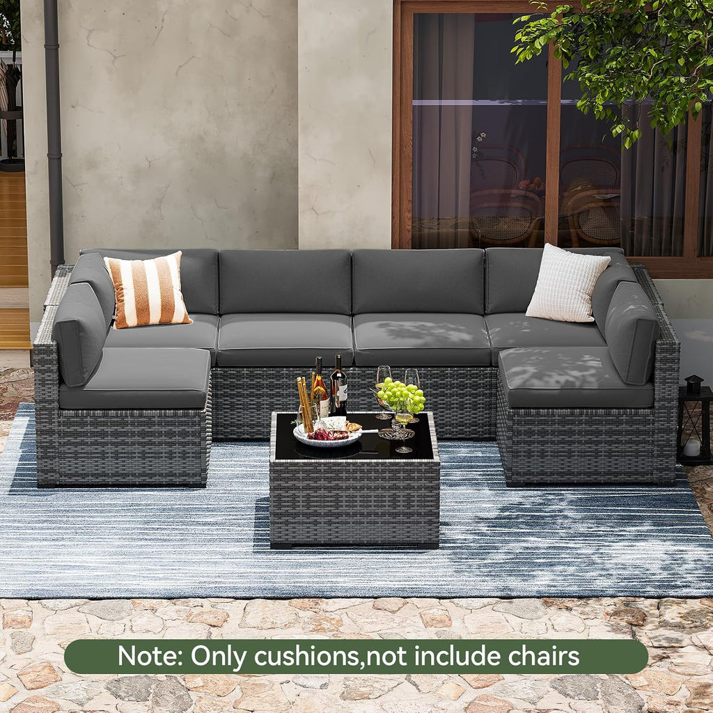 Replacement Cushions for Outdoor Furniture, 14-Piece Outdoor Cushions Furniture, Deep Seat, Splash-Proof & Fade