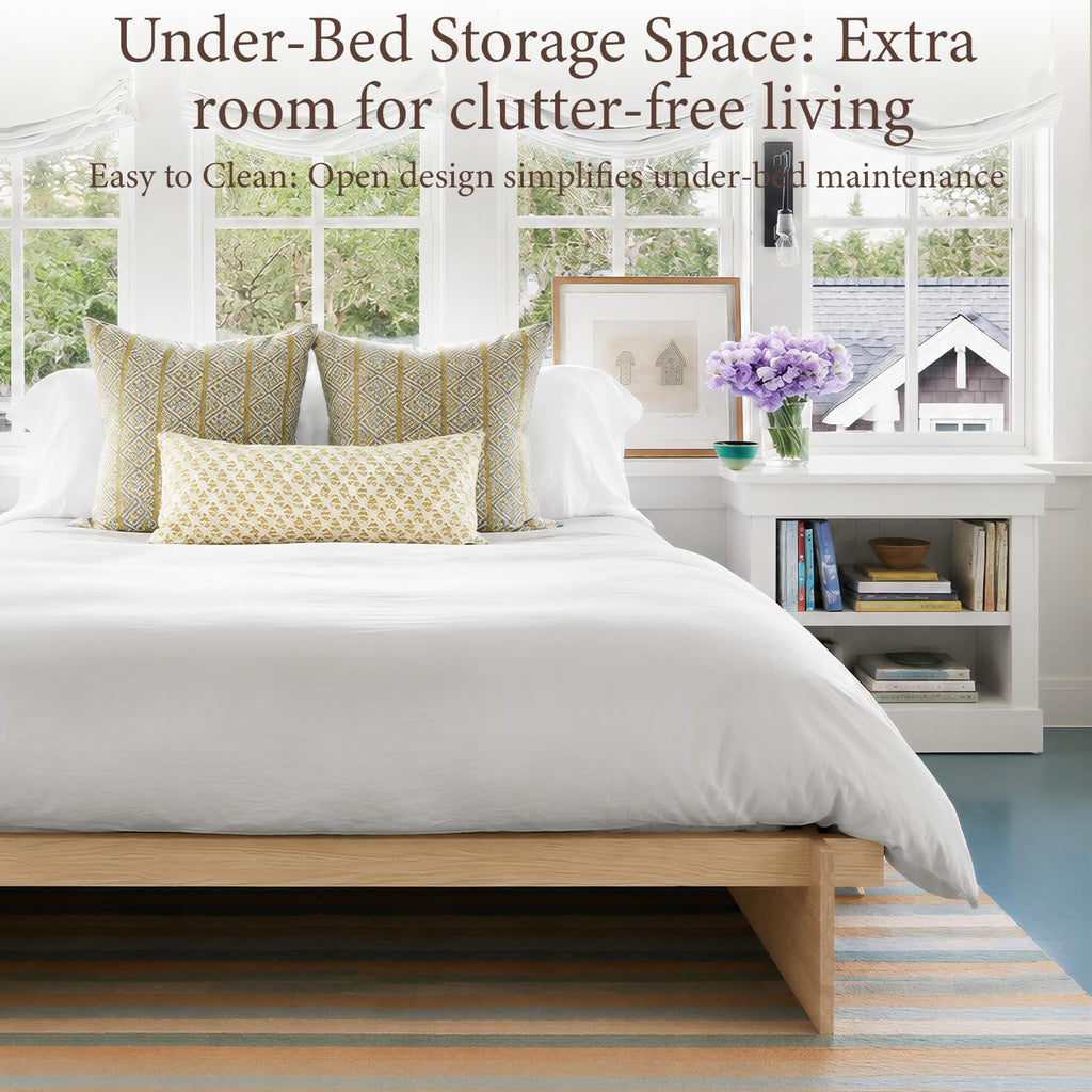Wood King Platform Bed Frame, 3 Min Tool Free Assembly