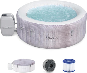 SaluSpa Cancun 2-4 Person Inflatable Hot Tub, Round Energy-Efficient Portable Spa with 120 AirJets, 71" x 26"